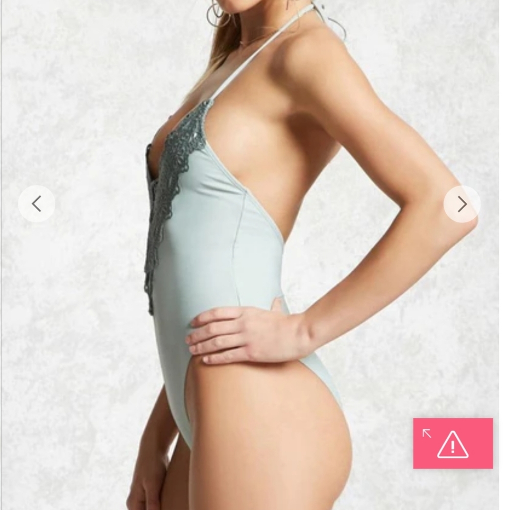 Sage Crochet Trim One Piece Bathing Suit